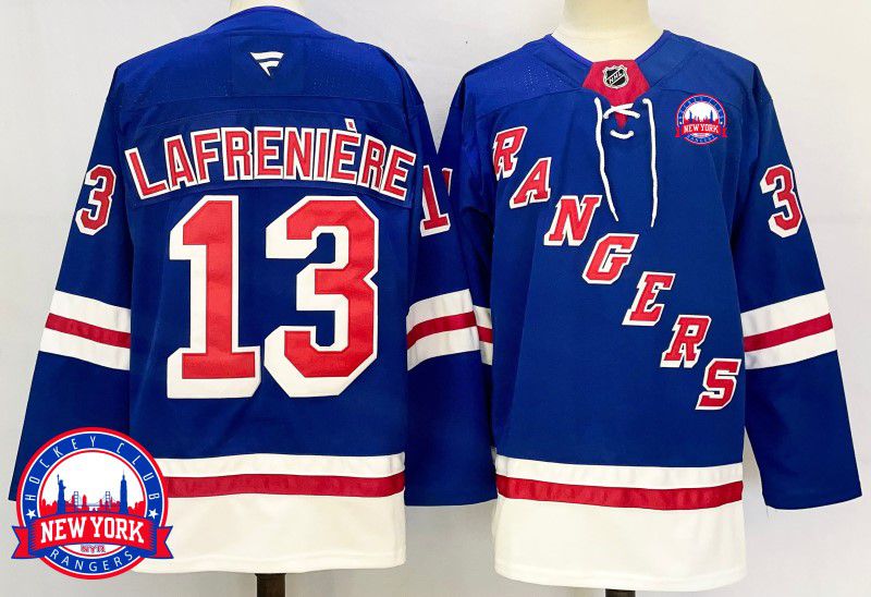 Men New York Rangers #13 Lafreniere Blue Fanatics 2025 NHL Jersey style 9